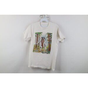 Vintage 90s Streetwear Womens Small Horse Native American Indian T-Shirt White